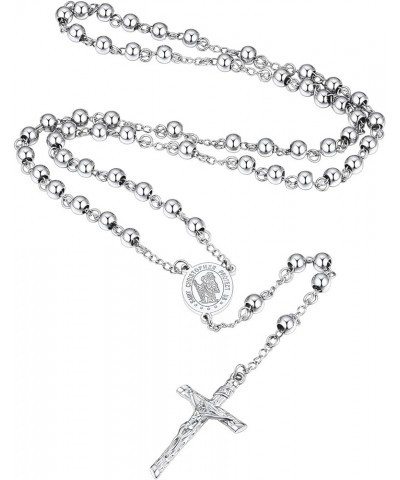 Supcare Rosary Necklace Catholic And Christian Symbols Crucifix Pendant Durable Stainless Steel Chain,Can Custom (with Gift P...