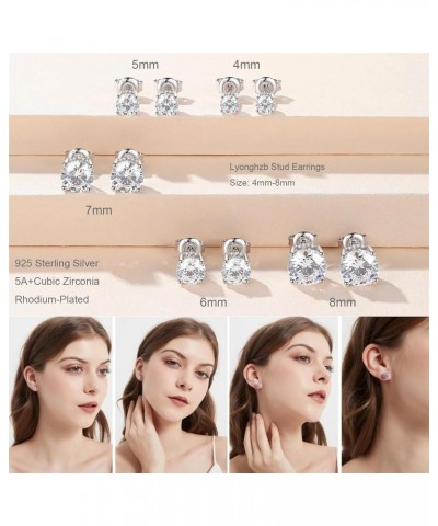 925 Sterling Silver Round Brilliant Cut & Princess Cut Cubic Zirconia Stud Earrings for Women Men Hypoallergenic Silver Post ...