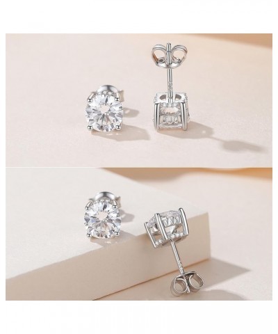 925 Sterling Silver Round Brilliant Cut & Princess Cut Cubic Zirconia Stud Earrings for Women Men Hypoallergenic Silver Post ...