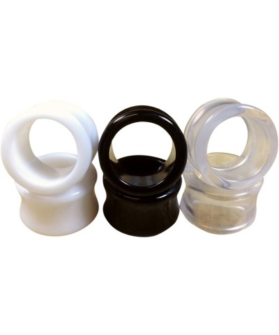 3 PAIR SET - Black,White,Clear Acrylic Ear Tunnels Plugs Gauges Earlets - up to 30mm! 11/16" (18mm) $10.99 Body Jewelry