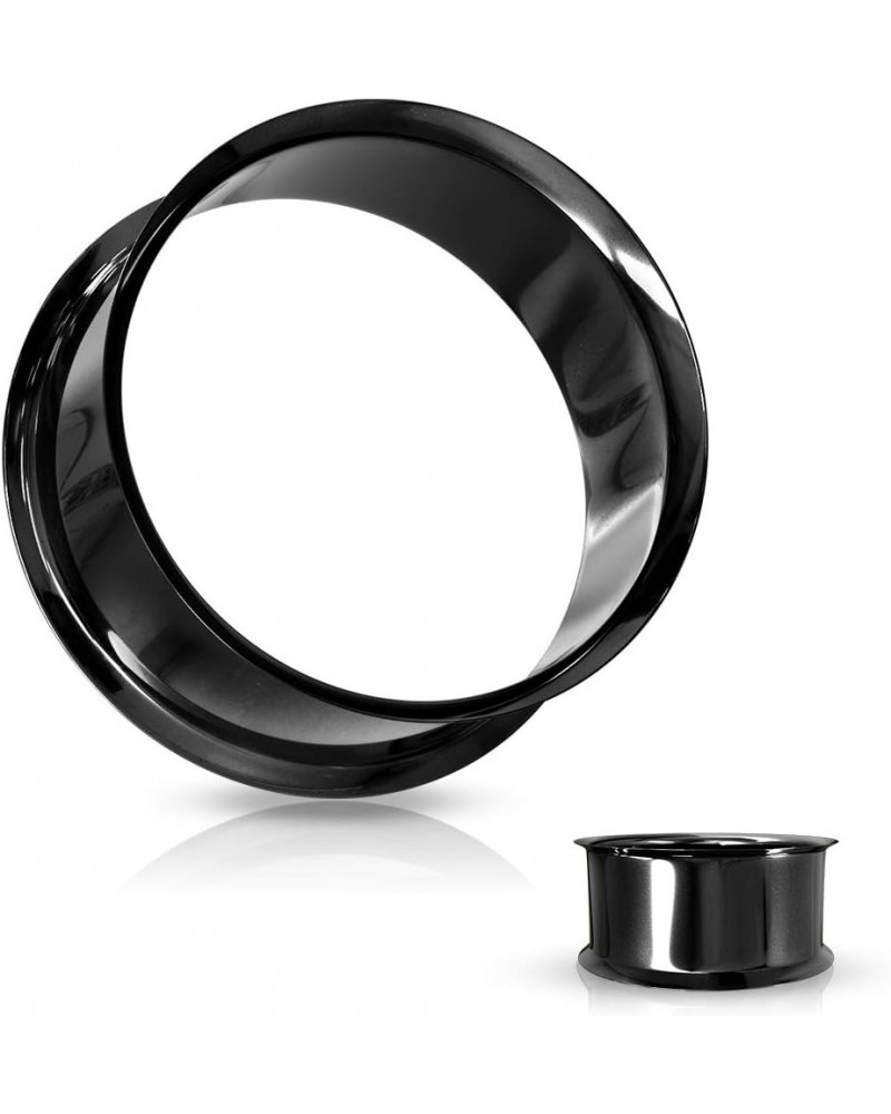 Pair of Double Flared Tunnel Plugs Titanium IP over 316L Surgical Steel 4GA Black $11.50 Body Jewelry