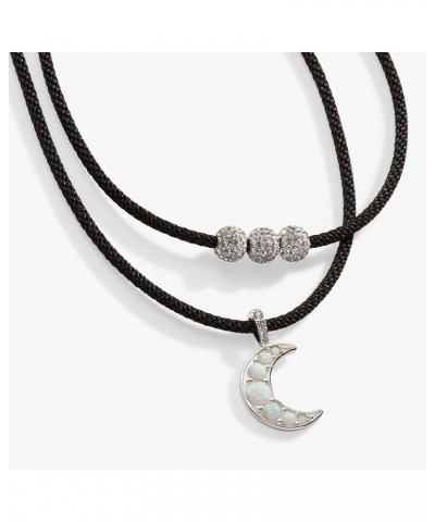 AA760723SS,Moon and Crystal Adjustable Choker Necklace,Shiny Silver,White, Necklaces $17.11 Necklaces