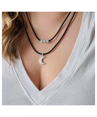 AA760723SS,Moon and Crystal Adjustable Choker Necklace,Shiny Silver,White, Necklaces $17.11 Necklaces