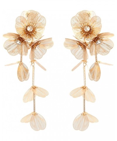 Long Metal Flower Tassel Earrings for Women Golden Silver Drop Dangle Earrings Jewelry Gift one size GD $9.68 Earrings