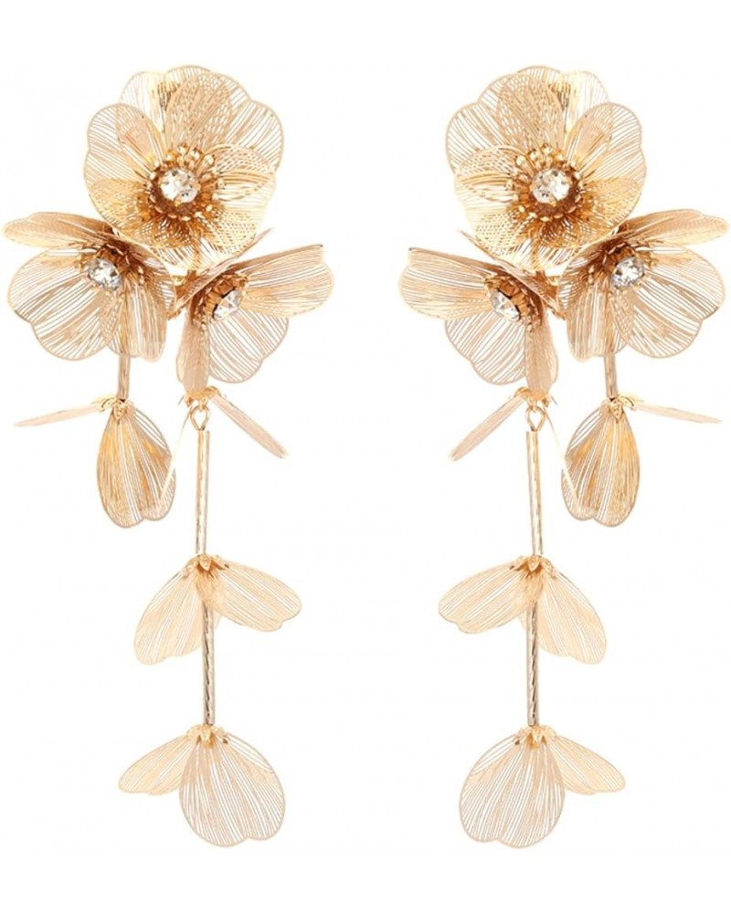 Long Metal Flower Tassel Earrings for Women Golden Silver Drop Dangle Earrings Jewelry Gift one size GD $9.68 Earrings