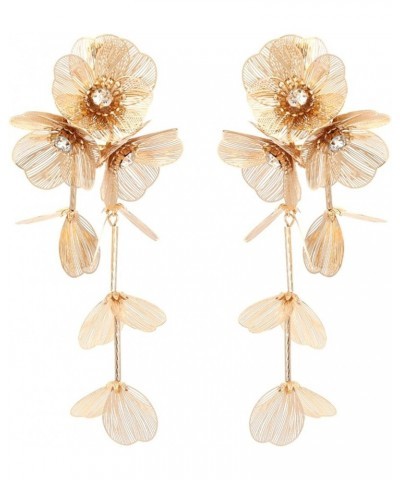 Long Metal Flower Tassel Earrings for Women Golden Silver Drop Dangle Earrings Jewelry Gift one size GD $9.68 Earrings