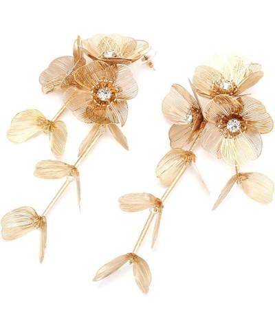 Long Metal Flower Tassel Earrings for Women Golden Silver Drop Dangle Earrings Jewelry Gift one size GD $9.68 Earrings