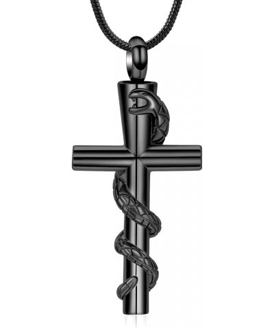 Cross Urn Necklaces Cremation Jewelry for Ashes Pendants Stainless Steel Memorial Keepsake Ash Jewelry 1-Snake Rose Gold $6.1...