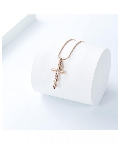 Cross Urn Necklaces Cremation Jewelry for Ashes Pendants Stainless Steel Memorial Keepsake Ash Jewelry 1-Snake Rose Gold $6.1...