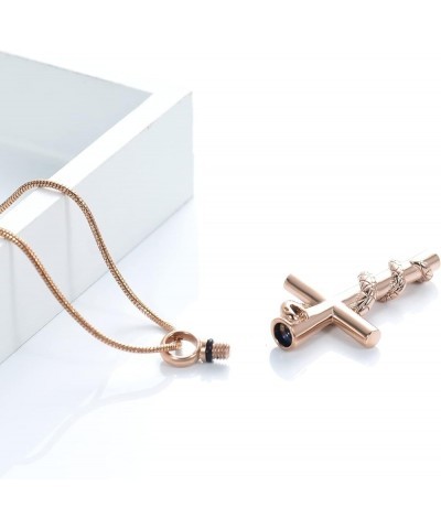 Cross Urn Necklaces Cremation Jewelry for Ashes Pendants Stainless Steel Memorial Keepsake Ash Jewelry 1-Snake Rose Gold $6.1...