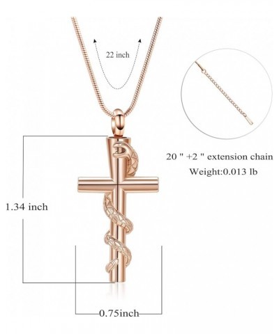 Cross Urn Necklaces Cremation Jewelry for Ashes Pendants Stainless Steel Memorial Keepsake Ash Jewelry 1-Snake Rose Gold $6.1...