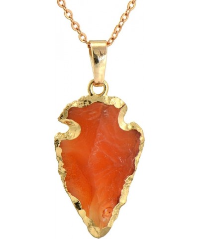 Natural Crystal Gemstone Rock Healing Crystal Arrow Shape Pendant Necklace Orange Agate $11.59 Necklaces