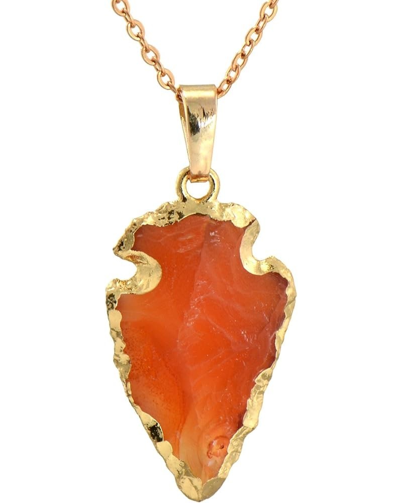 Natural Crystal Gemstone Rock Healing Crystal Arrow Shape Pendant Necklace Orange Agate $11.59 Necklaces