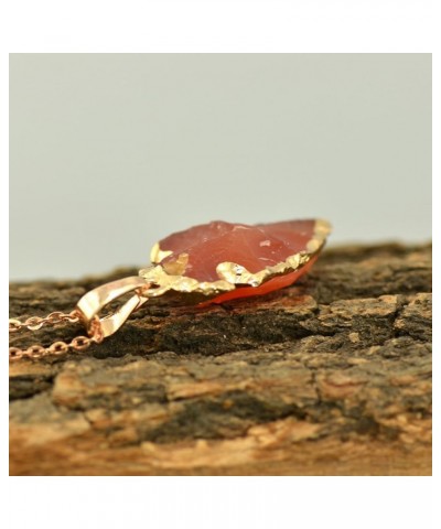 Natural Crystal Gemstone Rock Healing Crystal Arrow Shape Pendant Necklace Orange Agate $11.59 Necklaces