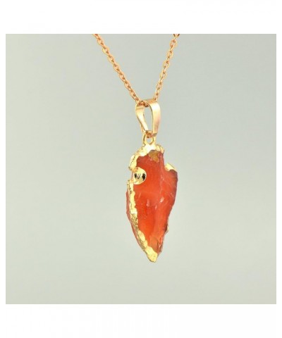 Natural Crystal Gemstone Rock Healing Crystal Arrow Shape Pendant Necklace Orange Agate $11.59 Necklaces