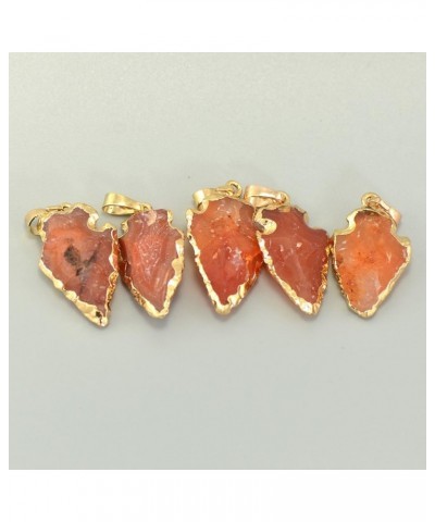 Natural Crystal Gemstone Rock Healing Crystal Arrow Shape Pendant Necklace Orange Agate $11.59 Necklaces