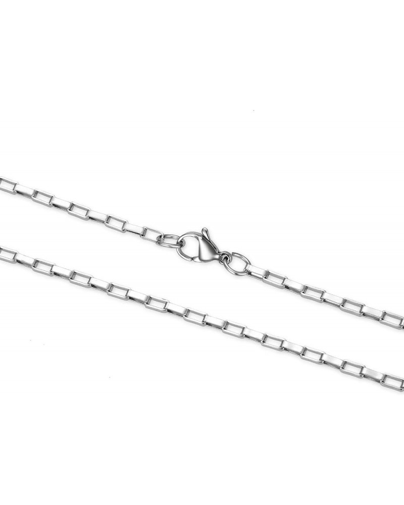 304 Grade Surgical Stainless Steel 2.5mm 3mm Rectangle Box Chain Necklace 18 Inch Tarnish Resistant Hypoallergenic Women Men ...