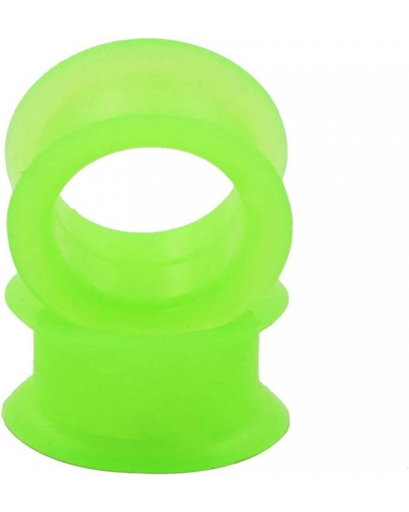 Pair 9/16" (14MM) GREEN SILICONE EYELET TUNNELS Double Flare Gauges Thin Soft Flexible Flesh Plugs (2pcs) $5.09 Body Jewelry