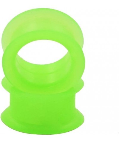 Pair 9/16" (14MM) GREEN SILICONE EYELET TUNNELS Double Flare Gauges Thin Soft Flexible Flesh Plugs (2pcs) $5.09 Body Jewelry