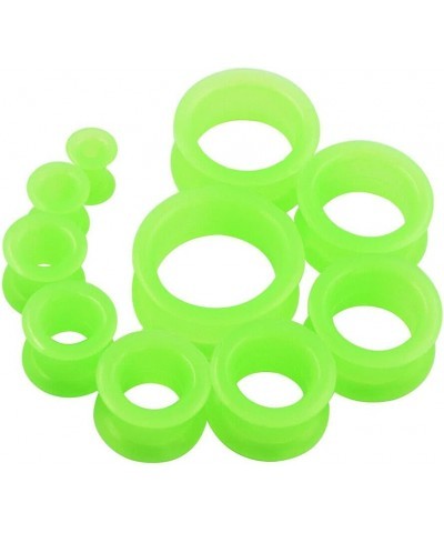 Pair 9/16" (14MM) GREEN SILICONE EYELET TUNNELS Double Flare Gauges Thin Soft Flexible Flesh Plugs (2pcs) $5.09 Body Jewelry