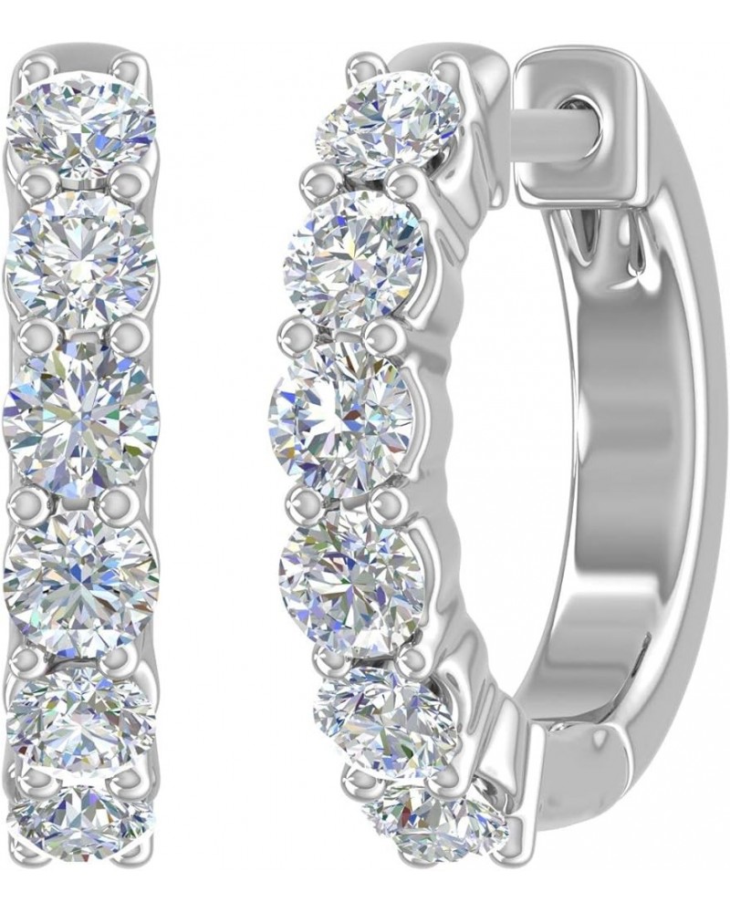 3/4 Carat Diamond Hoop Huggies Earrings in 14K Gold (SI1-SI2 Clarity) Platinum $218.55 Earrings