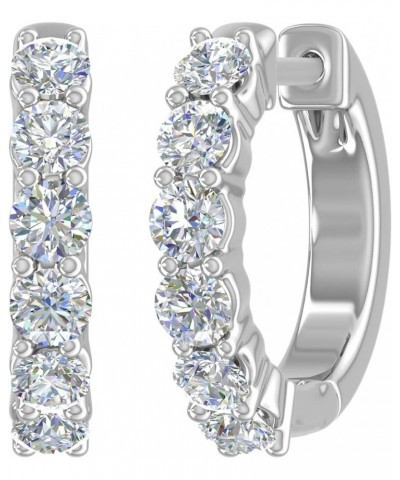 3/4 Carat Diamond Hoop Huggies Earrings in 14K Gold (SI1-SI2 Clarity) Platinum $218.55 Earrings