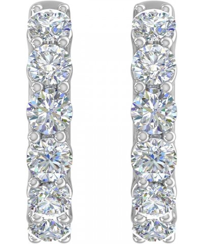 3/4 Carat Diamond Hoop Huggies Earrings in 14K Gold (SI1-SI2 Clarity) Platinum $218.55 Earrings