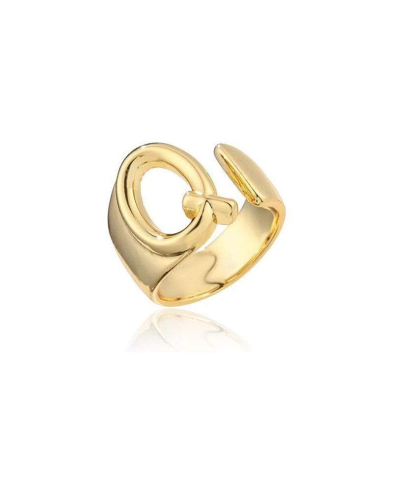 18K Gold Plated Initial Rings For Women Men Statement Open Letter Ring Adjustable Party Jewelry Birthday Gift Q $6.26 Rings