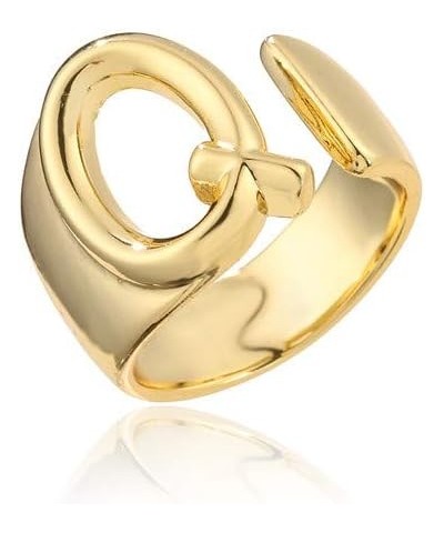 18K Gold Plated Initial Rings For Women Men Statement Open Letter Ring Adjustable Party Jewelry Birthday Gift Q $6.26 Rings