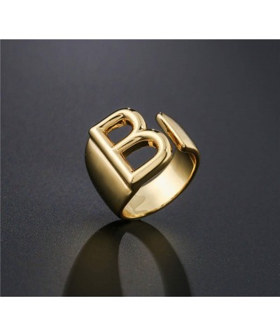 18K Gold Plated Initial Rings For Women Men Statement Open Letter Ring Adjustable Party Jewelry Birthday Gift Q $6.26 Rings