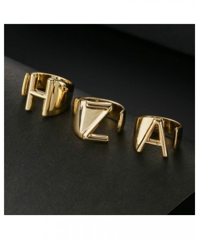 18K Gold Plated Initial Rings For Women Men Statement Open Letter Ring Adjustable Party Jewelry Birthday Gift Q $6.26 Rings