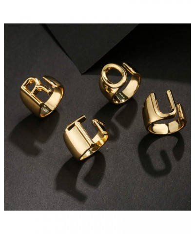 18K Gold Plated Initial Rings For Women Men Statement Open Letter Ring Adjustable Party Jewelry Birthday Gift Q $6.26 Rings