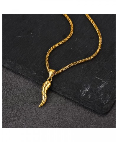 Italian Horn Pendant Necklace, Stainless Steel/18K Gold Plated Cornicello Necklaces Protective Amulet Jewelry for Women Men w...