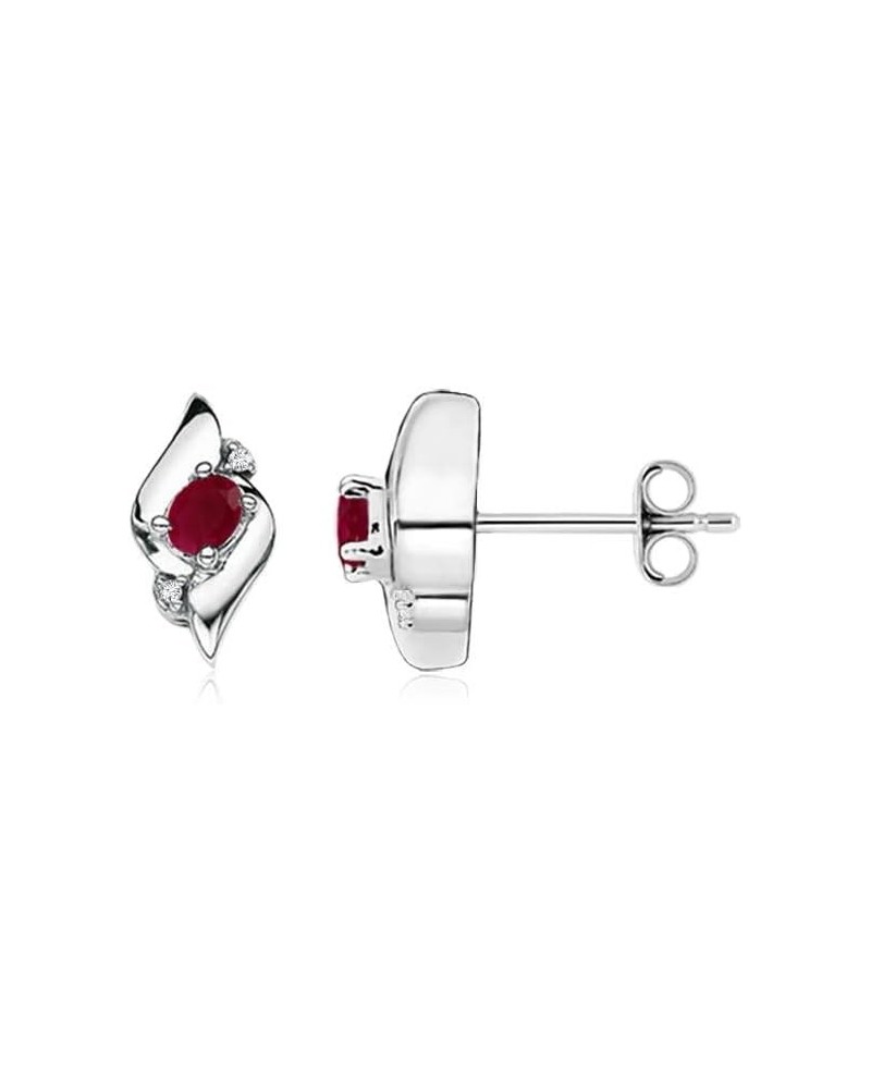 Natural Ruby Stud Earrings for Women Girls in Sterling Silver/14K Solid Gold/Platinum | July Birthstone Jewelry Gift for Her ...