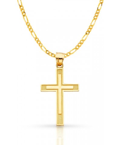 14K Yellow Gold Cross Pendant with 1.9mm Figaro 3+1 Chain Necklace 22.0 Inches $118.80 Necklaces