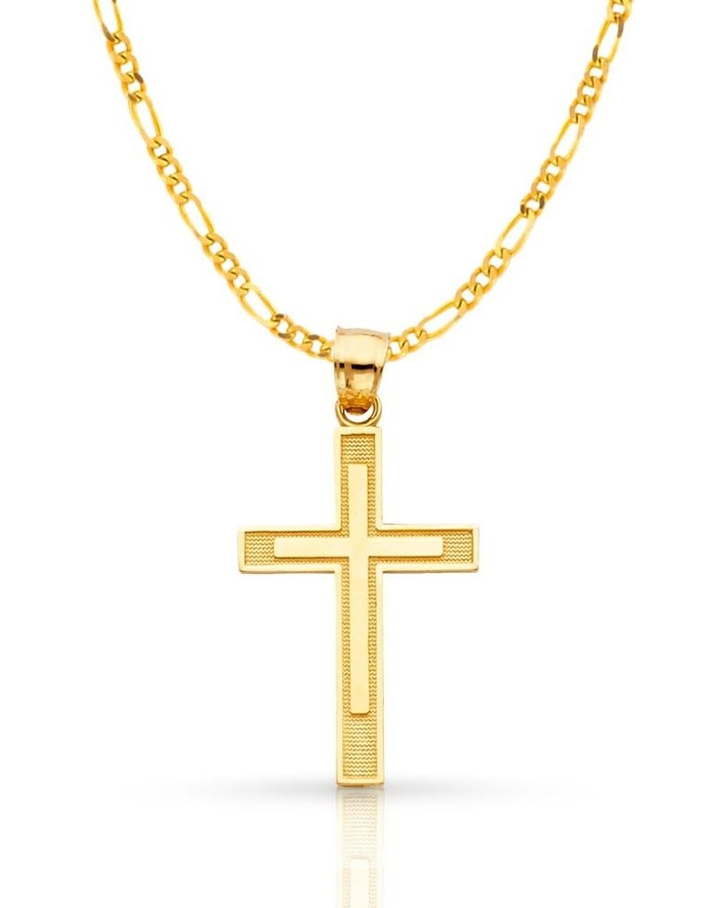 14K Yellow Gold Cross Pendant with 1.9mm Figaro 3+1 Chain Necklace 22.0 Inches $118.80 Necklaces