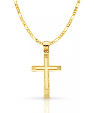 14K Yellow Gold Cross Pendant with 1.9mm Figaro 3+1 Chain Necklace 22.0 Inches $118.80 Necklaces