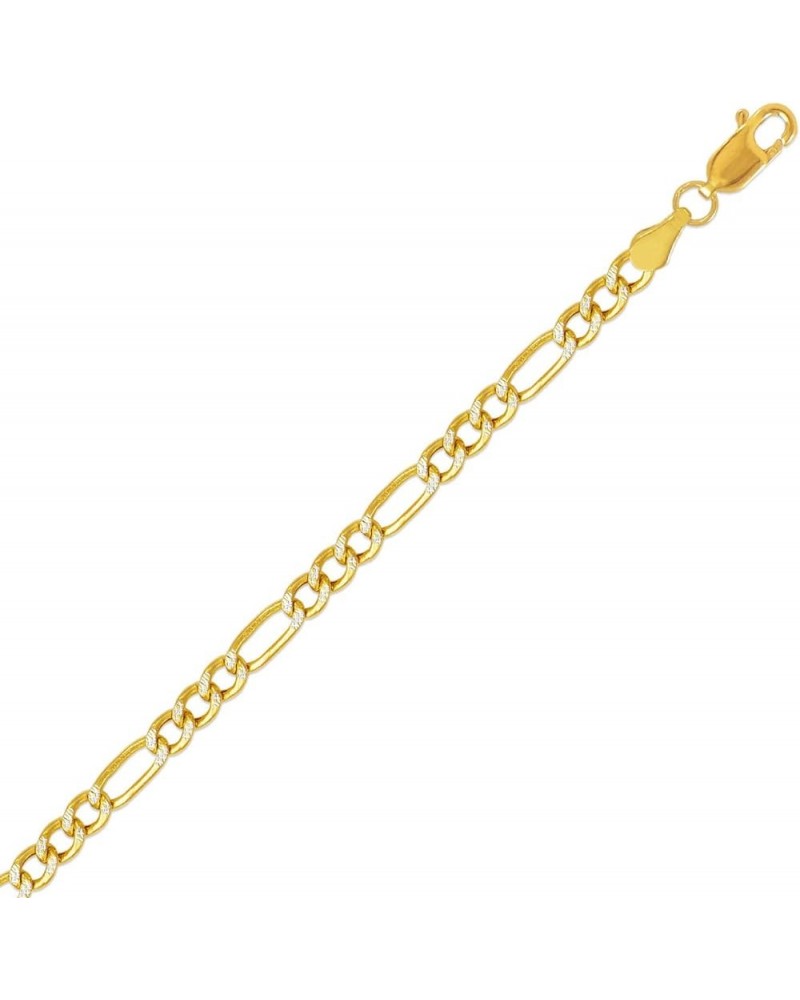 Solid Solid 14K Two Tone Gold Necklace 2 to 8mm Hollow Figaro Chain Necklace (16, 18, 20, 22, 24, 26 Inches) 24.0 Inches 3.5m...