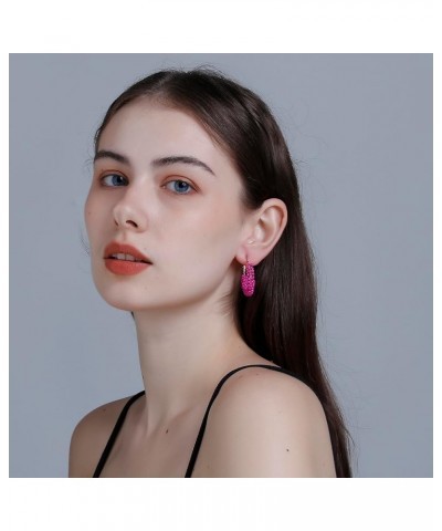 Flower Hoop Earrings, Boho Beaded Hoop Earrings Daisy Hoop Earrings Floral Hoop Earrings Hot Pink Beads $8.09 Earrings