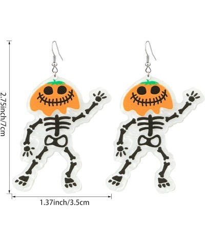 Halloween Theme Earrings Funny Acrylic Cartoon Pumpkin Skeleton Skull Flower Heart Dangle Earrings Creative Jewelry for Women...