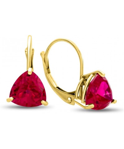 Solid 14k Gold 7x7mm Trillion Lever-back Earrings Created Ruby yellow-gold $77.40 Earrings