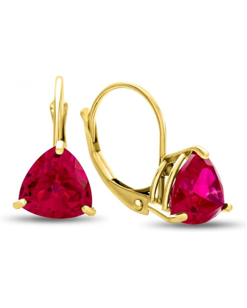 Solid 14k Gold 7x7mm Trillion Lever-back Earrings Created Ruby yellow-gold $77.40 Earrings