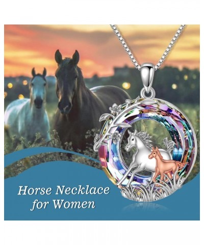 Horse Necklace for Women 925 Silver Necklace with blue/purple/Volcano Crystal Horse/Cow Gifts Jewelry for Women Sister Wife M...