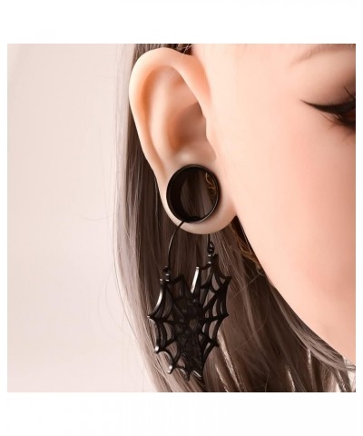 2PCS Ear Gauges Hypoallergenic Ear Plugs Tunnels with Black Style Pendant 316 Stainless Steel Ear Expander Stretchers Piercin...