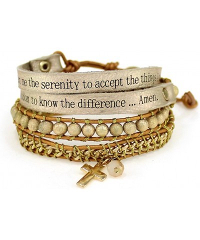 4031533 Serenity Prayer Leather Wrap Bracelet Woven Beads AA One Day At A Time NA $14.15 Bracelets