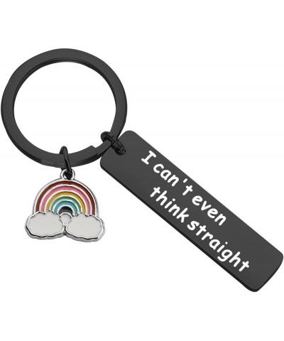 Gay Pride Gift LGBT Jewelry Funny Gay Keychain I Can't Even Think Straight Keychain with Rainbow Charm Lesbian Gift Black $9....