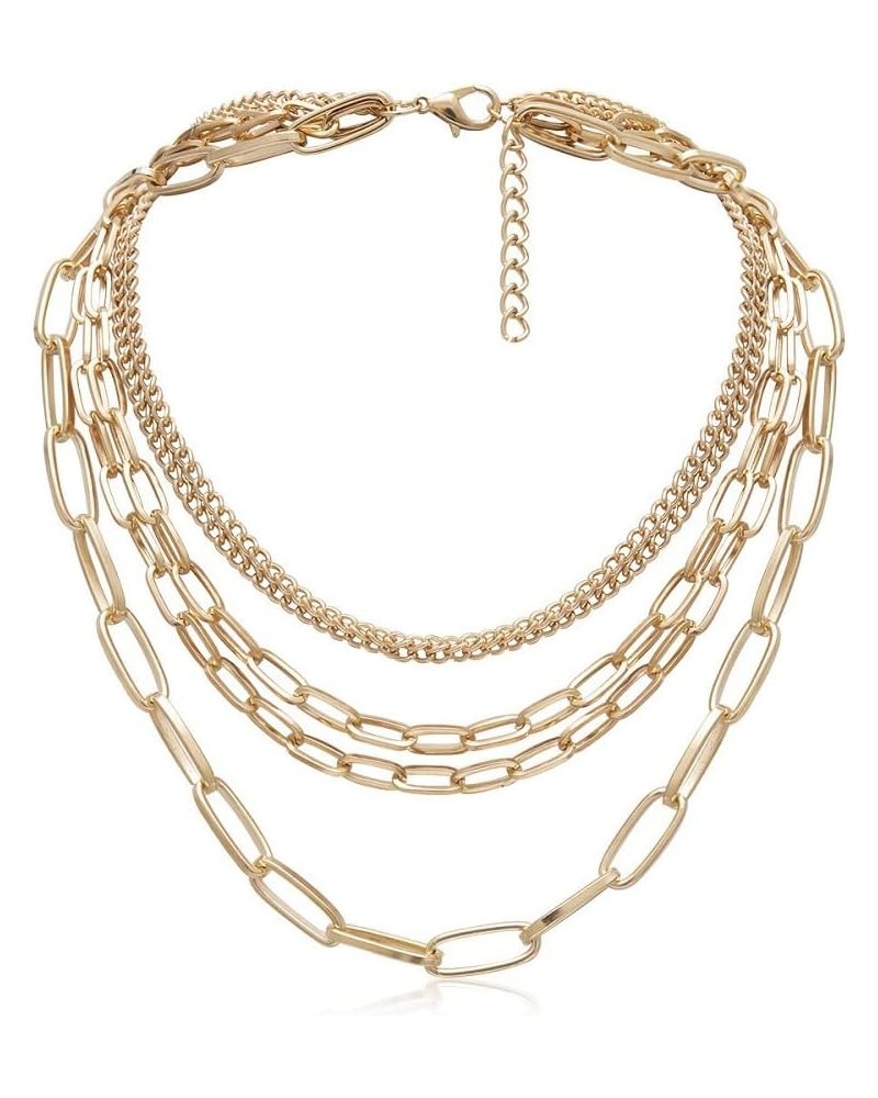 Goth Statement Layered Punk Chunky Necklaces for Women and Girls Gold $5.89 Necklaces