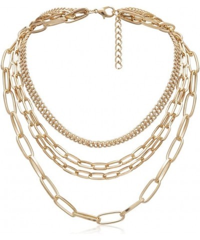 Goth Statement Layered Punk Chunky Necklaces for Women and Girls Gold $5.89 Necklaces