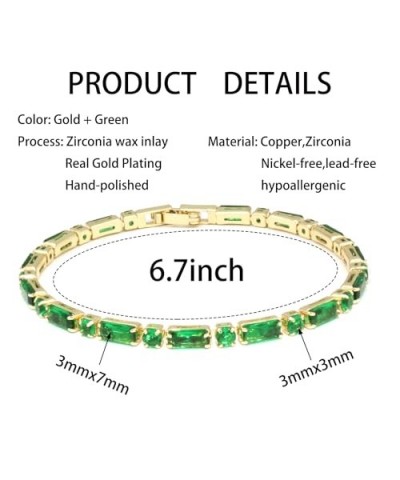 Tennis Bracelets for Women,Adjustable 18K Gold Plated Cubic Zirconia Tennis Gold-Green-1 $7.64 Bracelets