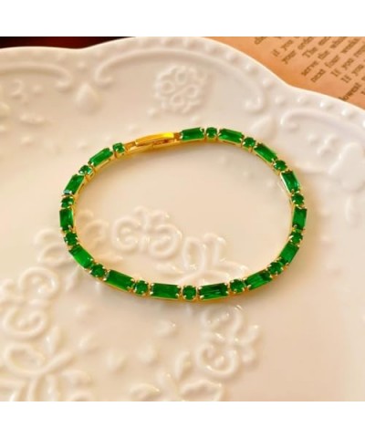 Tennis Bracelets for Women,Adjustable 18K Gold Plated Cubic Zirconia Tennis Gold-Green-1 $7.64 Bracelets